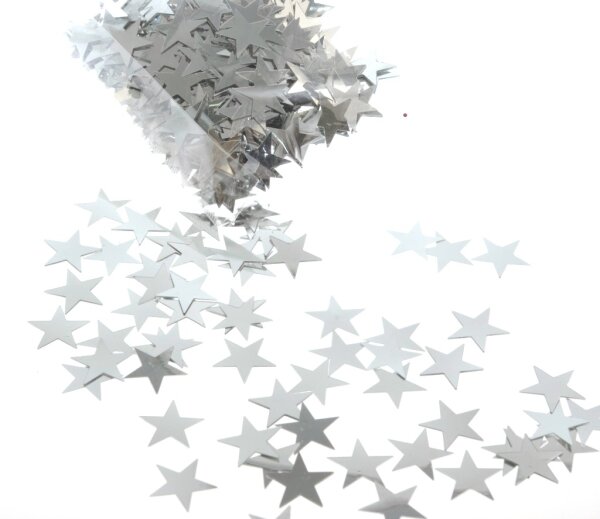 Streusterne - Weihnachten &quot;Shiny Stars&quot; - &Oslash; 20 mm - Silber - 1 Beutel mit ca. 50g - 80020 S