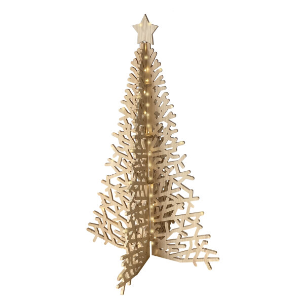 Weihnachtsbaum Vollholz inkl. Lichterkette 124 cm Tannenbaum Christbaum beleuchtet