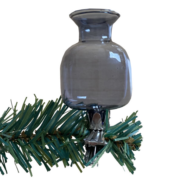 Baumkerzenhalter Clip 3-fach sortiert aus Rauchglas silberne Klammer 3er Set Weihnachtsbaum Kranzdeko