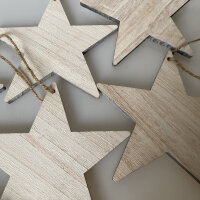 Holzsterne zum Aufh&auml;ngen 10er Set mit Juteschnur Stern 15 cm Weihnachtsdeko