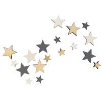 Streudeko Sterne natur grau wei&szlig; lackiert 2-4 cm 18...