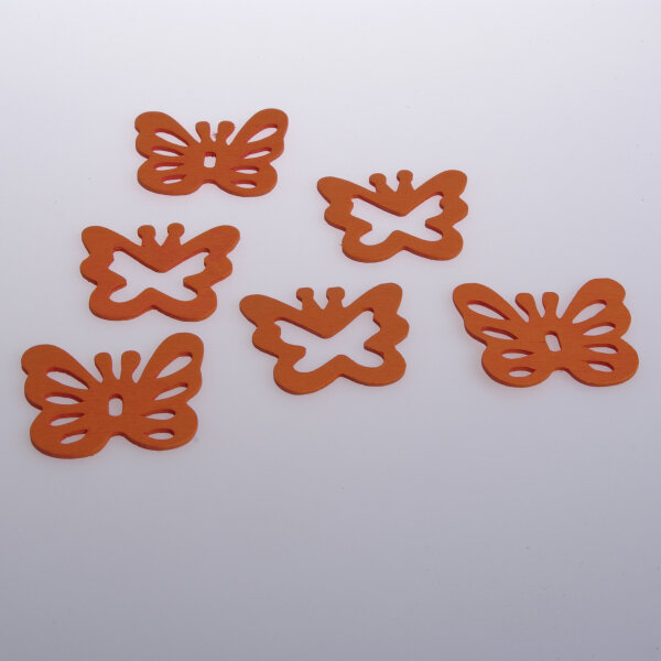 Schmetterlinge aus Holz - 2 verschiedene offene Formen - orange - 5,5cm - 48 St&uuml;ck - 65200 20