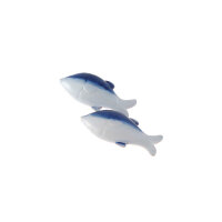 Keramikfische Dekofiguren wei&szlig; blau 4,5 x1 cm 3 Stk.