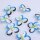 Streudeko Organzaschmetterlinge wei&szlig; blau gr&uuml;n 3,5 cm 1 VE = 12 St&uuml;ck