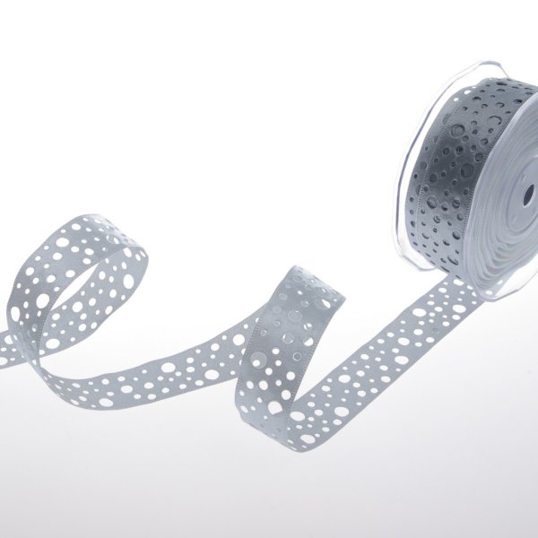 Satinlochband grau - 25 mm Breite auf 20 m Rolle - 52020 80