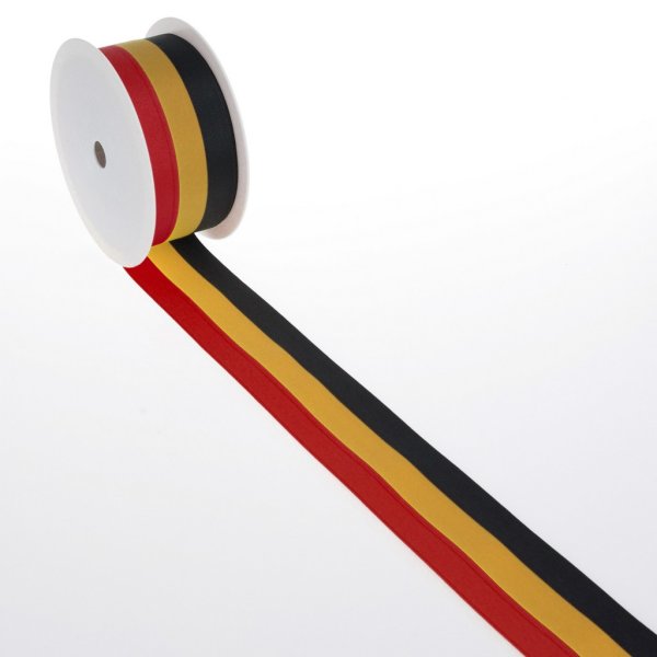 Nationalband &quot;Belgien&quot; - schwarz, gelb, rot - 15 mm x 25 m - 2436 15 B
