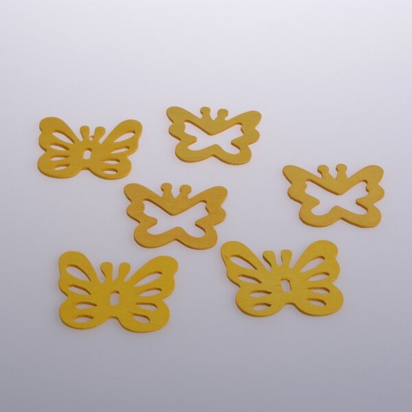 Schmetterlinge aus Holz - 2 verschiedene offene Formen - gelb - 5,5cm - 48 St&uuml;ck - 65200  10