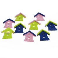 Vogelhaus mit Klebepunkt - gr&uuml;n, rosa, blau - ca. 5...