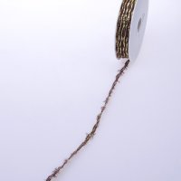Fransenband mit Lurex braun, gold - 10 mm breit - Rolle...