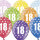 Ballons - Geburtstag - Vollj&auml;hrig - &quot;18&quot; - Metallic Farben - vers. Farben - 30 cm - 1 VE = 6 St&uuml;ck - 39014
