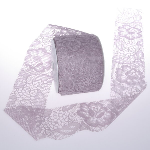 Sizolace Tischl&auml;ufer pastellviolett Spitze Vintage Rose Tischband romantisch 70mm x 25 Meter