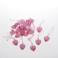 Acrylherzen mit Perle und Aufh&auml;nger Farbe Rosa -...