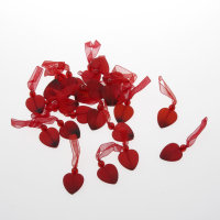 Acrylherzen mit Perle und Aufh&auml;nger Farbe Rot - 24mm...