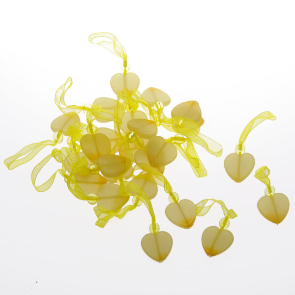 Acrylherzen mit Perle und Aufh&auml;nger Farbe Gelb - 24mm - VE = 24 St&uuml;ck - 94244-24-15