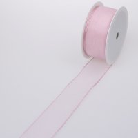 Organzaband mit Drahtkante - rosa - 40 mm breit - Rolle...
