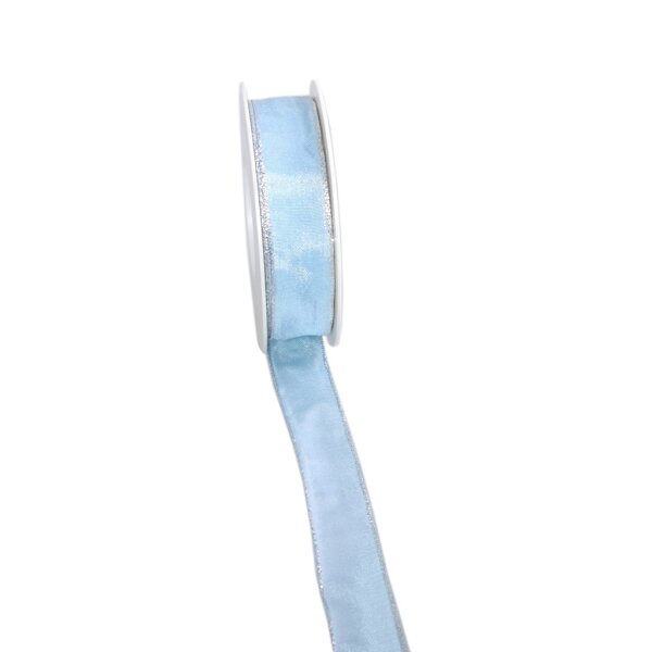 Taftband mit Lurexband - hellblau-silber - 25mm - 25 m auf der Rolle -  Geschenkband Schleifenband Dekoband - 3331-25-25-4