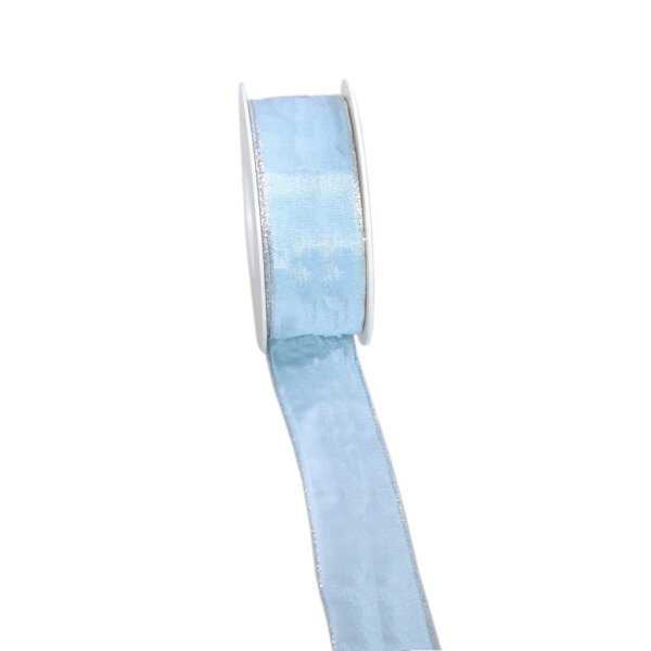 Taftband mit Lurexkante - hellblau-silber - 40mm - 25m  - 3331-40-25-4