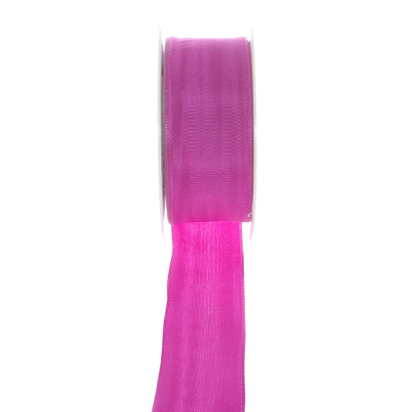 Taftband mit Drahtkante - Pink - breit - Geschenkband - Dekoband - Schleifenband - ca. 40 mm Breite - 25 m L&auml;nge - 3330-40-25-863