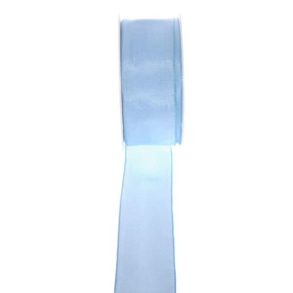 Taftband mit Drahtkante - Hellblau - breit - Geschenkband - Dekoband - Schleifenband - ca. 40 mm Breite - 25 m L&auml;nge - 3330-40-25-104