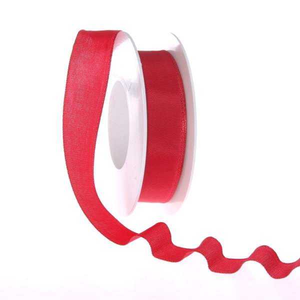 Taftband mit Drahtkante - Rot - schmal - Geschenkband - Dekoband - Schleifenband - ca. 25 mm Breite - 25 m L&auml;nge - 3330-25-25-7