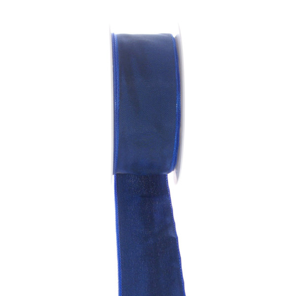 Taftband mit Drahtkante - Dunkelblau - breit - Geschenkband - Dekoband - Schleifenband - ca. 40 mm Breite - 25 m L&auml;nge - 3330-40-25-603