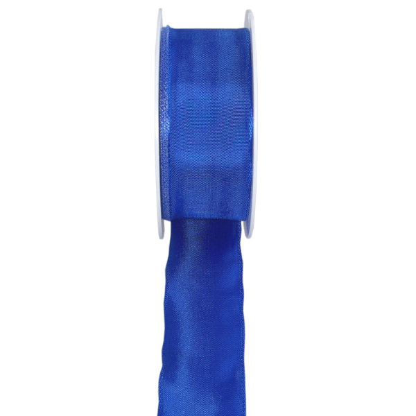 Taftband mit Drahtkante - Royalblau - breit - Geschenkband - Dekoband - Schleifenband - ca. 40 mm Breite - 25 m L&auml;nge - 3330-40-25-8