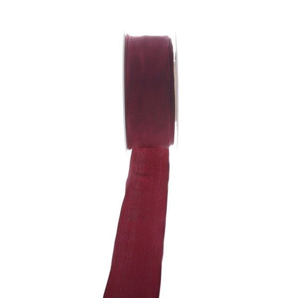 Taftband mit Drahtkante - Bordeaux - breit - Geschenkband - Dekoband - Schleifenband - ca. 40 mm Breite - 25 m L&auml;nge - 3330-40-25-193
