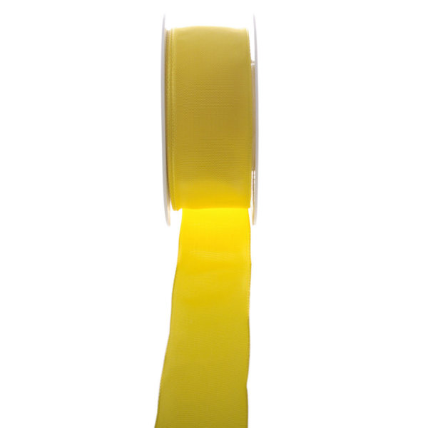 Taftband mit Drahtkante - Gelb - breit - Geschenkband - Dekoband - Schleifenband - ca. 40 mm Breite - 25 m L&auml;nge - 3330-40-25-17