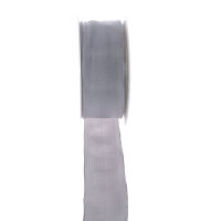 Taftband mit Drahtkante - Grau - breit - Geschenkband -...