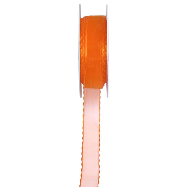 Organzaband mit Wellenkante - col. 25 orange - 25 mm breit - 25 m auf der Rolle - 92177-25-25-25