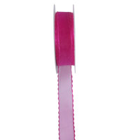 Organzaband mit Wellenkante - col. 35 pink - 25 mm breit...