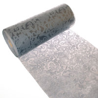 Dekoflor&reg; 300mm x 5m Tischl&auml;ufer Herzmuster grau Deko Tischband mit Lotuseffekt wasserfest