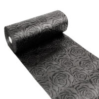 Dekoflor&reg; 300mm x 25m Tischl&auml;ufer Rosenmuster schwarz Deko Tischband mit Lotuseffekt wasserfest