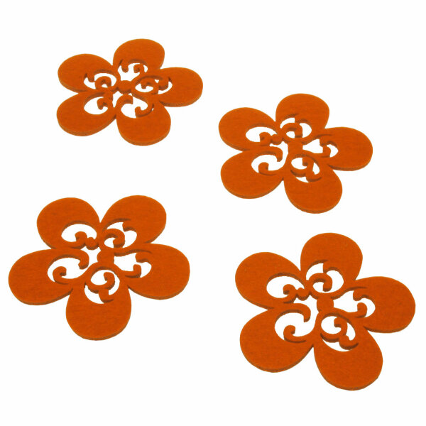 Filz-Untersetzer &quot;Flower&quot; - Orange - ca. 10 x 10 x 0,5 cm -  1 VE = 12 St&uuml;ck in der Holzbo - 21058-15