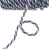 Kordel - Multicolor, creme-royalblau-gr&uuml;n-hellblau-violett-mattgr&uuml;n - 6 mm Breite auf 25 m Rolle - 211016 10R