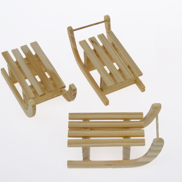 Mini-Holzschlitten - ca.3,5 x 6 cm - 1 VE = 4 St&uuml;ck - 83017
