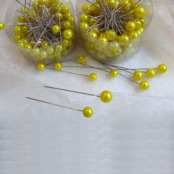 Perlennadeln - gelb - 8 und 10 mm - je 100 St&uuml;ck - 90214