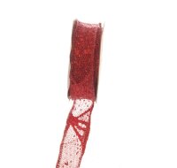 Meschband &quot;Dragonfly&quot; mit Glitzer - col. 04 rot...