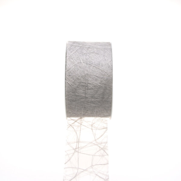 Sizoweb Tischband - Hussenband - silber - 7,9 cm - 50 Meter auf der Rolle - 64 003-R 079